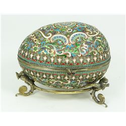 RUSSIAN SILVER ENAMELED EGG