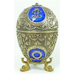 RUSSIAN SILVER & ENAMEL EGG