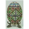 Image 1 : RUSSIAN SILVER ENAMELED BEADED EGG