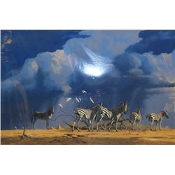 ORIGINAL KIM DONALDSON OIL PAINTING OF ZEBRA