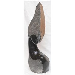 TAKAWIERA CARVED BLACK STONE SCULPUTRE OF FACE