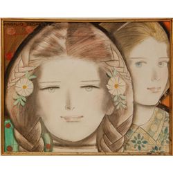 VIRGILIO TROPIZ OIL PAINTING ON CANVAS OF GIRLS