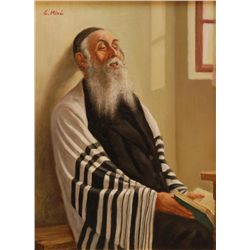 CASPER MINE OIL PAINTING ON BOARD OF RABBI