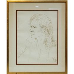 CLAUDE MARKS INK ON PAPER OF WOMAN