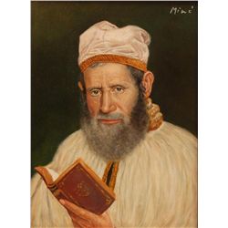 CASPER MINE OIL PAINTING ON BOARD OF RABBI