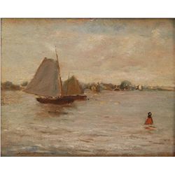 ARTHUR DAWSON OIL PAINTING ON BOARD OF COAST