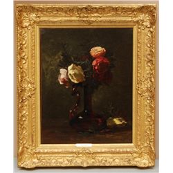 EMIL CARLSEN OIL PAINTING ON CANVAS OF FLOWERS
