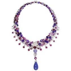 CARTIER 18K WHITE GOLD DIAMOND & GEMSTONE NECKLACE
