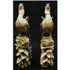 Image 5 : PAIR OF CARVED GREEN HARDSTONE PHOENIZ BIRDS