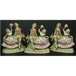 SET OF THREE JAPANESE PORCELAIN GROUP FIGURES