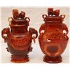 Image 1 : PAIR OF CHINESE AGATE CEREMONIAL FOO DOG URNS