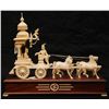 Image 1 : INDIAN CARVED IVORY CHARIOT ON INLAY BASE