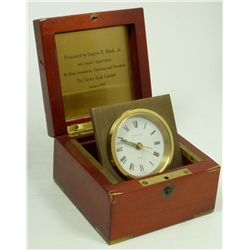 TIFFANY & COMPANY DESK CLOCK IN WOODEN CASE