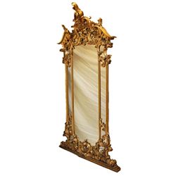 LARGE ANTIQUE GILDED ITALIAN WOODEN MIRROR