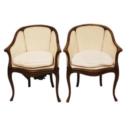 PAIR OF ANTIQUE UPHOLSTERED CHAIRS.