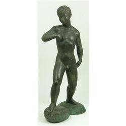 BRONZE STATUE DEPICTING A STANDING NUDE BOY
