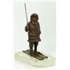 Image 1 : BRONZE INUIT SPEARMAN ON ROCK CRYSTAL BASE