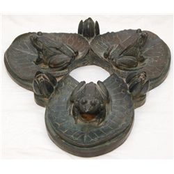 BRONZE SCULPTURE OF FROGS ON LILY PADS SHONNARD