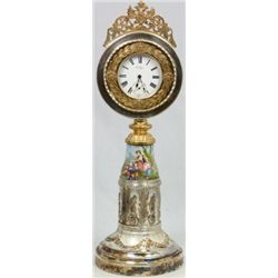 PAVEL BUHRE RUSSIAN SILVER ENAMEL CLOCK