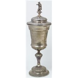ANTIQUE SWEDISH SILVER LIDDED SHOOTING TROPHY