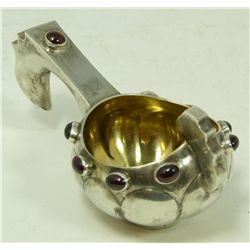A RUSSIAN SILVER JEWELED KOVSH