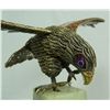 Image 2 : ENAMELED STERLING SILVER EAGLE ON JADE BASE