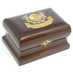 RUSSIAN WOOD & SILVER TZAR CASSETTE BOX