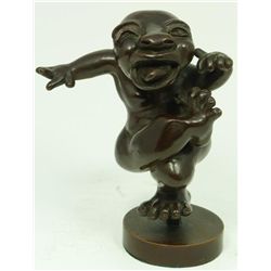 BRONZE FIGURE OF NUDE ABSTRACT MAN MARKED AR