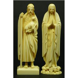 TWO CONTINENTAL CARVED IVORY RELIGIOUS FIGURES