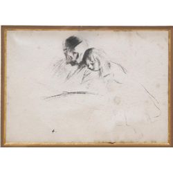 JEAN LOUIS FORAIN DRAWING DEPICTING MAN & CHILD