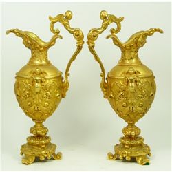 PAIR OF ANTIQUE DORE BRONZE EWERS