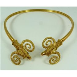 GREEK 18K YG RAMS HEAD CHOKER NECKLACE