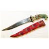 Image 1 : JADE RUBY JEWELED MUGHAL DAGGER w DAMASCUS BLADE