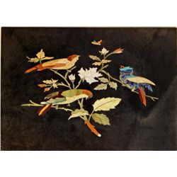 ITALIAN PIETRA DURA INLAID STONE PLAQUE OF BIRDS