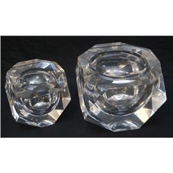PAIR OF LUCITE GEOMETRIC ICE BUCKETS