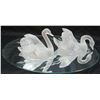 Image 1 : TWO LALIQUE FRENCH CRYSTAL SWANS ON MIRROR BASE