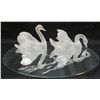 Image 7 : TWO LALIQUE FRENCH CRYSTAL SWANS ON MIRROR BASE