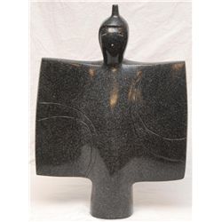 KUKI BLACK MARBLE SCULPTURE OF WINGED TORSO