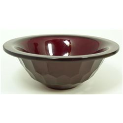CHINESE FACETED RED PEKING GLASS BOWL