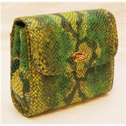 GREEN AND YELLOW SNAKE SKIN PURSE