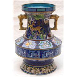 CHINESE CLOISONNE COBALT BLUE VASE
