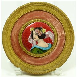 ANTIQUE FRENCH GUILLOCHE ENAMEL PORTRAIT PLAQUE