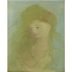 OIL PAINTING ON BOARD DEPICTING PORTRAIT OF GIRL