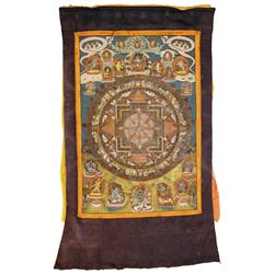 14th CENTURY ASIAN MANDALA THANGKA TAPESTRY
