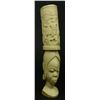 Image 1 : AFRICAN CARVED IVORY FEMALE BUST w BASKET