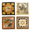 Image 1 : 4 HERMES FRANCE MULTICOLOR SILK SCARVES