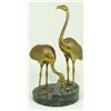 Image 1 : BRASS FLAMINGO GROUP SCULPTURE ON MARBLE BASE