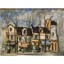 GEORGES DAMIN OIL PAINTING OF BUILDING