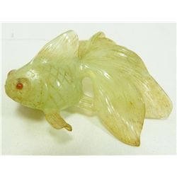 CHINESE HAND CARVED SERPENTINE JADE KOI FISH