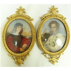 PAIR OF FRENCH OIL PAINTINGS ON IVORY PLAQUES